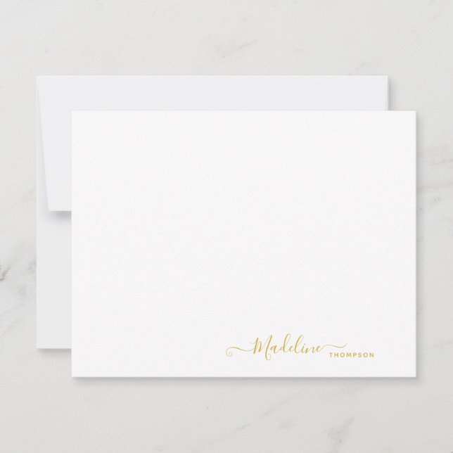 Elegant Modern Girly Script Metallic Guld Anteckningskort (Framsida)