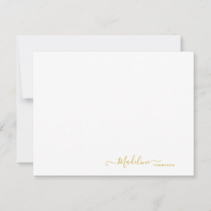 Elegant Modern Girly Script Metallic Guld Anteckningskort