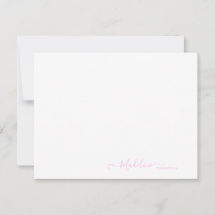 Elegant Modern Girly Script Rosa Anteckningskort