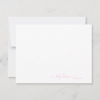 Elegant Modern Girly Script Rosa Anteckningskort