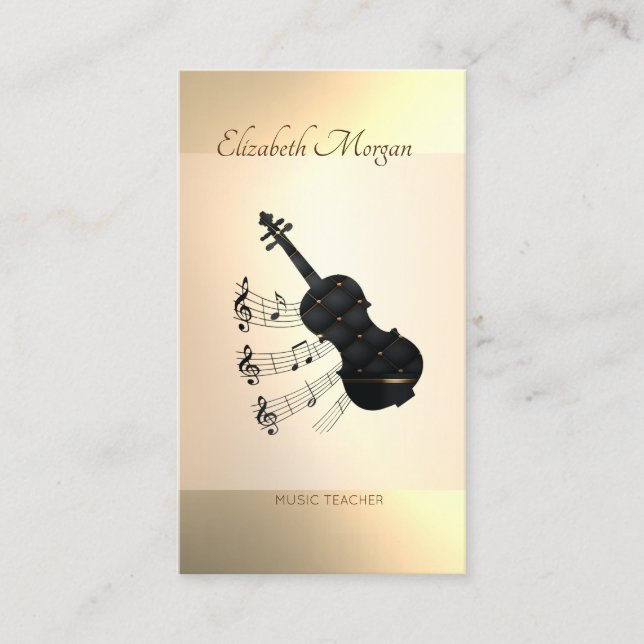 Elegant Modern, Gitarr, Musiklärare Visitkort (Framsida)