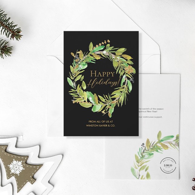 Elegant Modern Glad helg WANDERBAND Julkort (Happy Holidays corporate logo Christmas card)