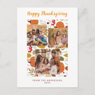 Elegant modern glad tack till Thanksgiving höst fo Helg Vykort
