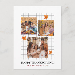 Elegant modern glad tack till Thanksgiving höst fo Helg Vykort