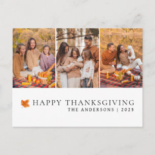 Elegant Modern Glad Thanksgiving Höst 3 Foto Helg Vykort