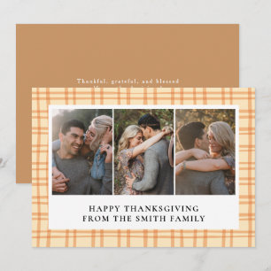 Elegant Modern Glad Thanksgiving Höst 3 Foto Julkort