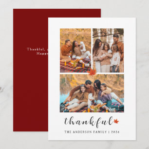 Elegant Modern Glad Thanksgiving Höst 3 Foto Julkort