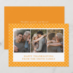 Elegant Modern Glad Thanksgiving Höst 3 Foto Julkort