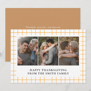 Elegant Modern Glad Thanksgiving Höst 3 Foto Julkort