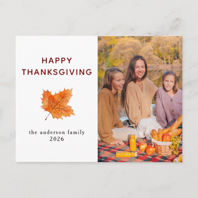 Elegant modern glad thanksgiving höst foto helg vykort (Framsida)