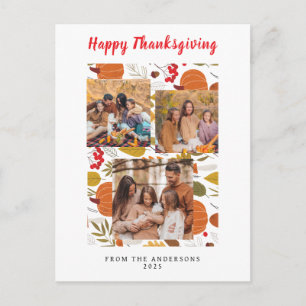Elegant Modern Glad Thanksgiving Höst Foto Helg Vykort