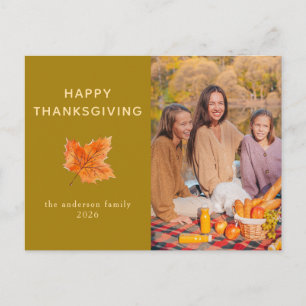 Elegant Modern Glad Thanksgiving Höst Foto Helg Vykort