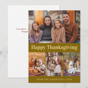 Elegant Modern Glad Thanksgiving Höst Foto Julkort