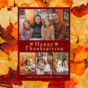 Elegant Modern Glad Thanksgiving Höst Foto Julkort