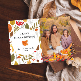 Elegant Modern Glad Thanksgiving Höst Foto Julkort