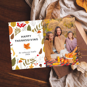 Elegant Modern Glad Thanksgiving Höst Foto Julkort