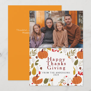 Elegant Modern Glad Thanksgiving Höst Foto Julkort