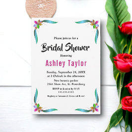 Elegant Modern Glam Sommar Blommig Bröllopsfest Inbjudningar