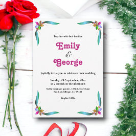 Elegant Modern Glam Sommar Blommigt Bröllop Inbjudningar