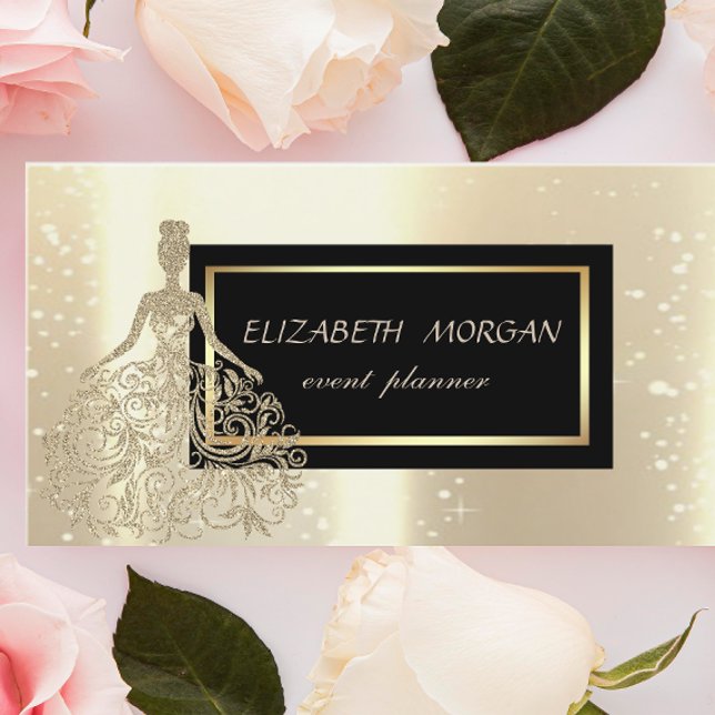 Elegant Modern Glamorös, Falsk Guld Klänning Visitkort (Skapare uppladdad)