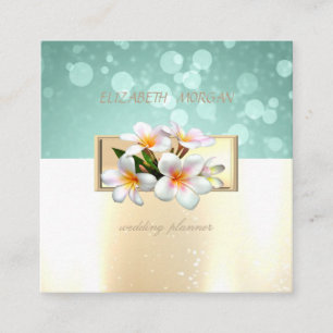 Elegant Modern Glamorös, Falskt Guld, Bokeh, Blomm Fyrkantigt Visitkort