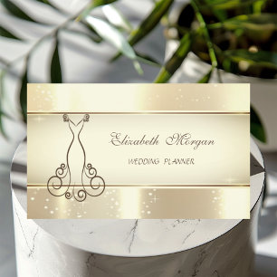 Elegant Modern Glamorös, Falskt Guld, Bokeh, Klänn Visitkort