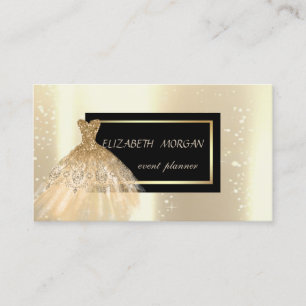 Elegant Modern Glamorös, Guld Glittrig Klänning Visitkort