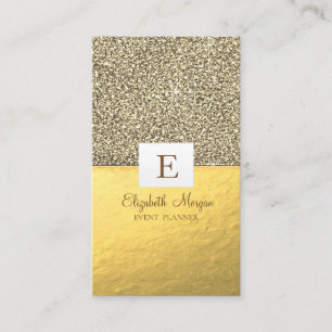 Elegant Modern Glänsande Monogram Guld Glitter Visitkort