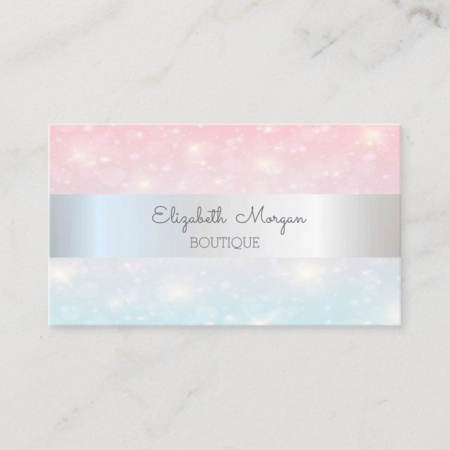 Elegant Modern Glitter Bokeh, Silverrand Visitkort (Framsida)