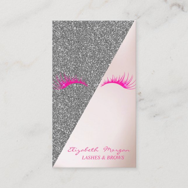 Elegant Modern Glitter, Falska Wimper Visitkort (Framsida)