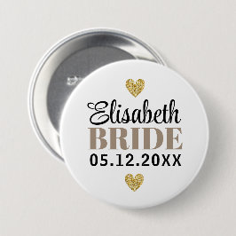 Elegant Modern Glitter Hearts Anpassningsbar Brude Knapp