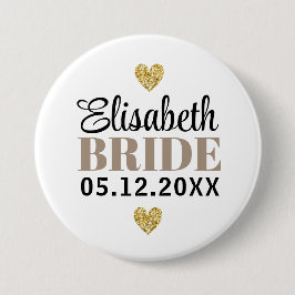 Elegant Modern Glitter Hearts Anpassningsbar Brude Knapp