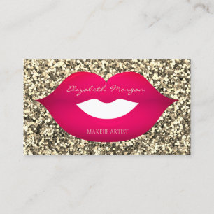 Elegant Modern Glitter, Läppar, Sminkartist Visitkort