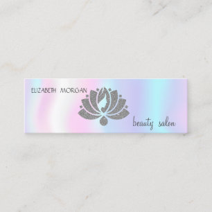 Elegant Modern Glitter Lotus Flicka Holografisk Mini Visitkort