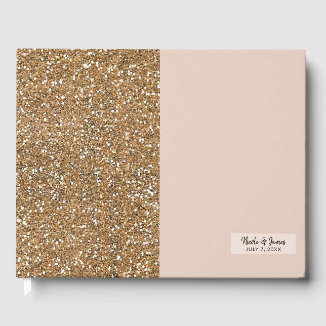 Elegant Modern Glitter Roséguld Blush Glam Fester Gästböcker (Framsida)
