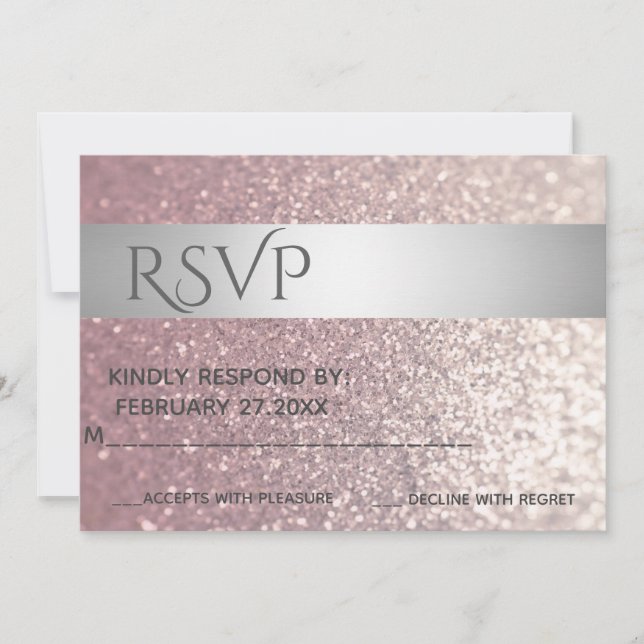 Elegant modern glitter silver rand RSPV Inbjudningar (Framsida)