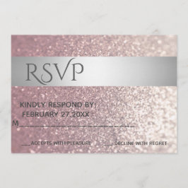 Elegant modern glitter silver rand RSPV Inbjudningar