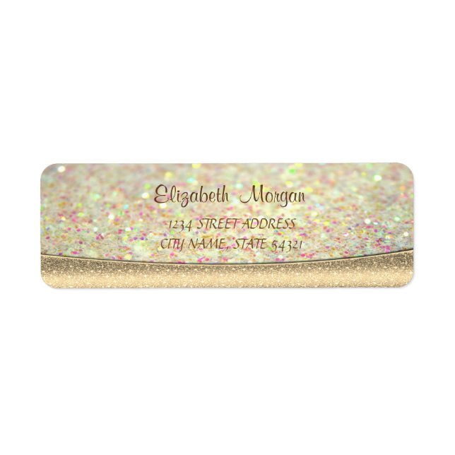 Elegant,Modern,Glittery,Bokeh,Guld adressetikett Returadress Etikett (Framsidan)