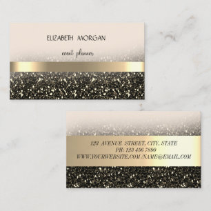 Elegant Modern Glittrig Bokeh, Guld Ränder Visitkort