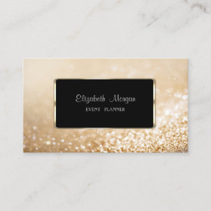Elegant Modern Glittrig Bokeh, Svart Ram Visitkort