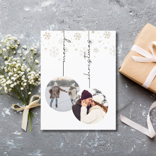 Elegant Modern God jul Photo & Snöflingor Vykort