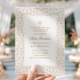Elegant Modern Gold Floral Bat Mitzvah Inbjudningar
