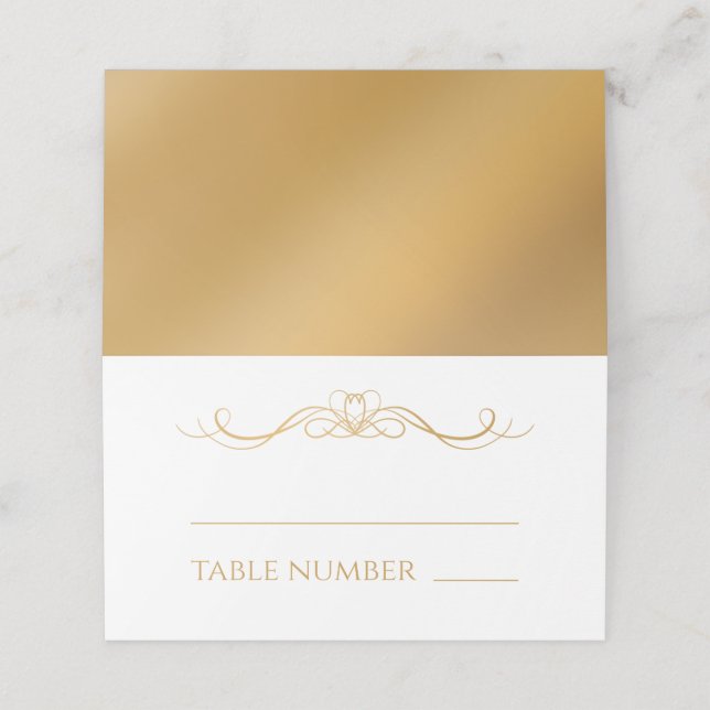 Elegant Modern Gold Gradient Wedding Name & Table Placeringskort (Utvändigt utvikt)