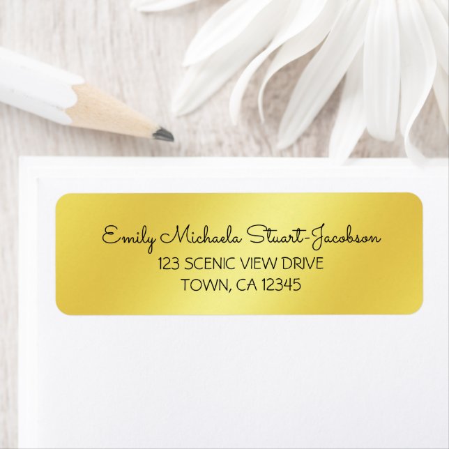 Elegant Modern Golden Contemporary Calligraphy  Returadress Etikett (Insitu)