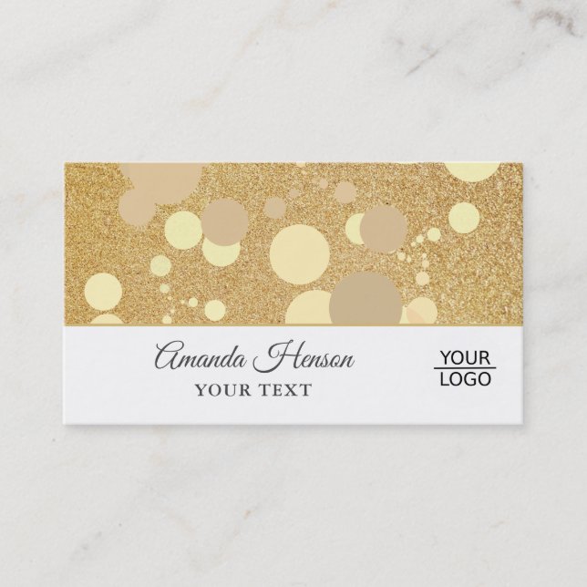 Elegant Modern Golden Glitter Logo Visitkort (Framsida)