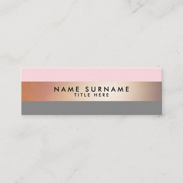 Elegant modern GoldStripe rosa mini- visitkort (Framsida)
