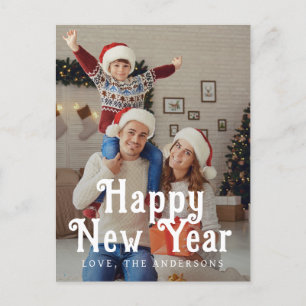 Elegant Modern Gott nytt år 2026-familjfoto Helg Vykort