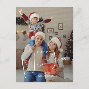 Elegant Modern Gott nytt år 2026-familjfoto Helg Vykort