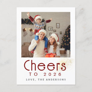 Elegant Modern Gott nytt år 2026-familjfoto Helg Vykort