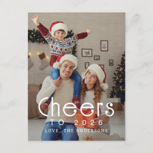 Elegant Modern Gott nytt år 2026-familjfoto Helg Vykort